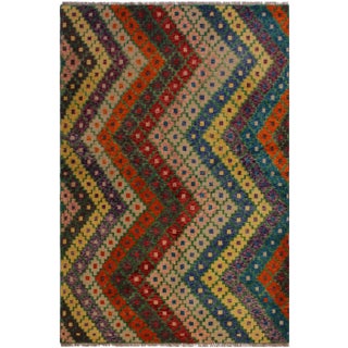 1990s Shabby Chic Balouchi Wool Rug -5′6″ × 7′9″ For Sale