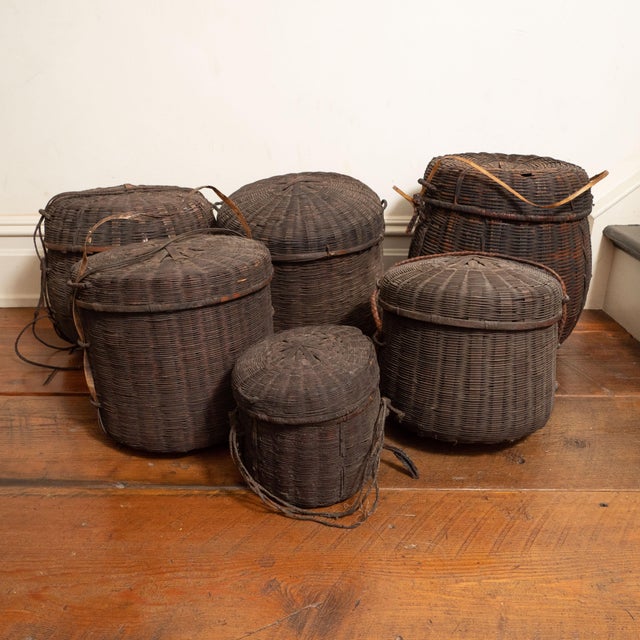 African Set of 6, Collection of 19th Century African Baskets - Mali For Sale - Image 3 of 16