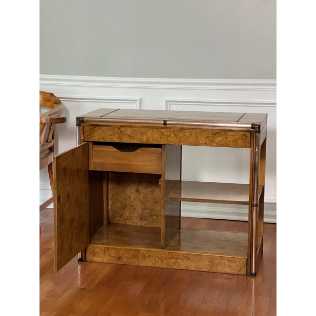 Midcentury Hollywood Regency Expandable Burl Wood Server For Sale - Image 4 of 18