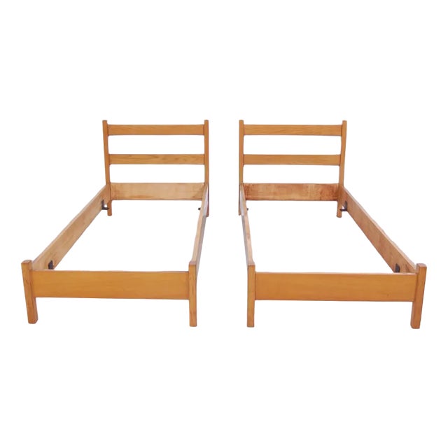 Set of Vintage Modern Wood Bed Frame, 1960s For Sale