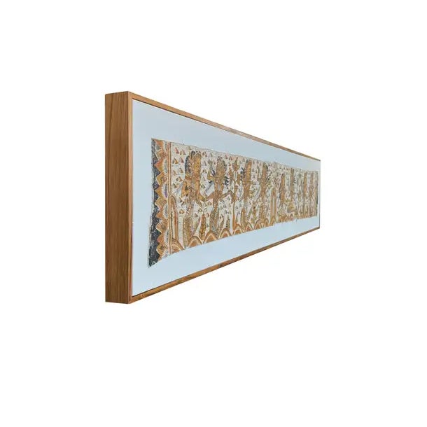 Textile Bali Hindu Textile Framed 'Kamasan' Painting, Indonesia C. 1950 For Sale - Image 7 of 14