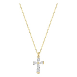 Pave Diamond Cross Necklace For Sale