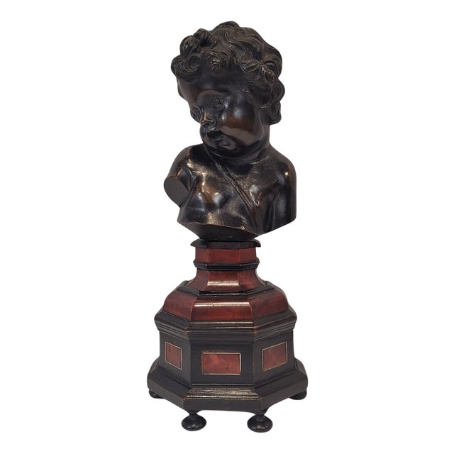 After François‏ Duquesnoy, Bust of Child, Patinated Bronze, 1700s For Sale