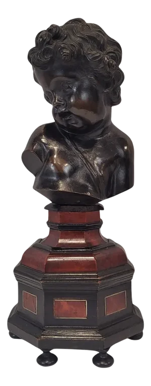 After François‏ Duquesnoy, Bust of Child, Patinated Bronze, 1700s
