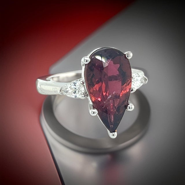 Natural Tourmaline Diamond Ring Size 7 14k W Gold 4.8 TCW Certified For Sale - Image 18 of 18