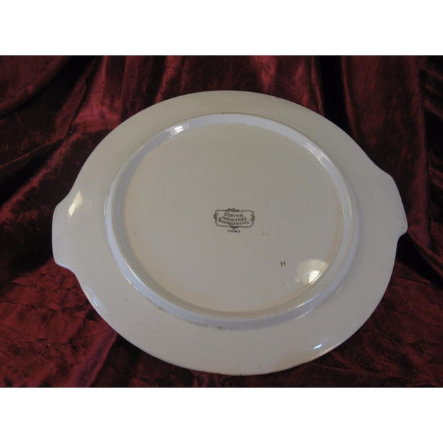 12" French Serving Platter Handled Plate Sarreguemines Obernai Henri Loux Signed France For Sale - Image 6 of 10