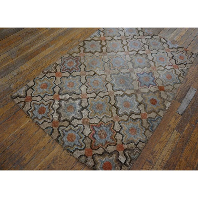 Antique American Hooked Rug, Size: 3' 4"x 4' 10" Antique American Hooked America – Loop Pile Rug, Circa Date: 1890s. This...