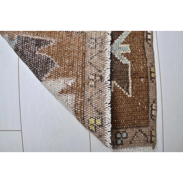 1960s Vintage Brown Color Handmade Turkish Door Mat For Sale - Image 5 of 6