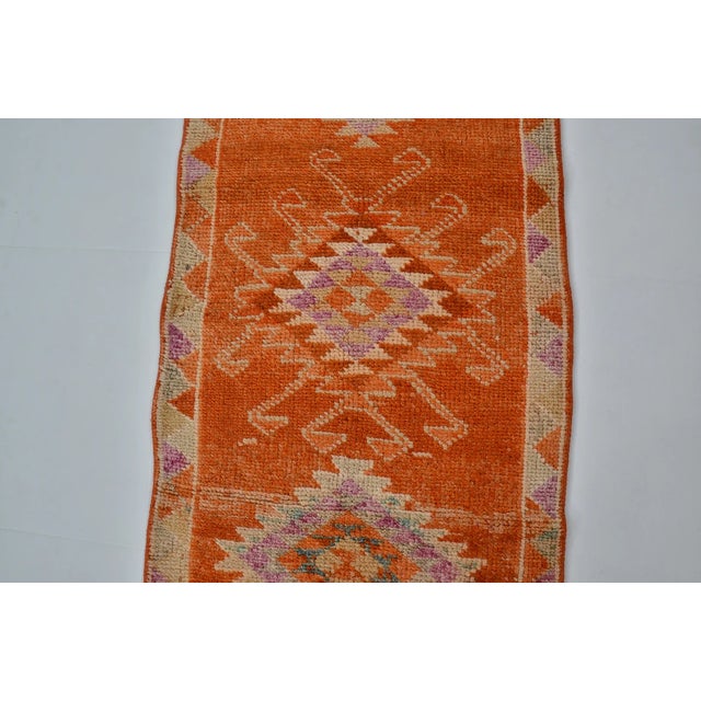 Turkish Vintage Turkish Rug, Japandi Style Terracotta Runner For Sale - Image 3 of 10