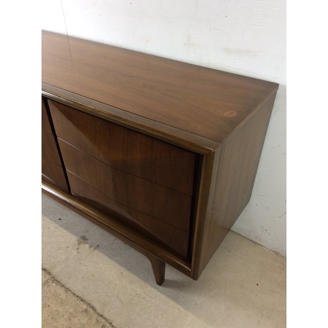 United Furniture Corporation Mid Century Modern Lowboy Dresser With Unique Diamond Front by United Furniture For Sale - Image 4 of 17