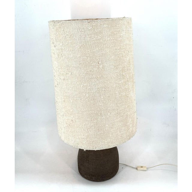 Brown Large Ceramic Table Lamp or Floor Lamp with Original Fabric Shade from Krö, 1960s For Sale - Image 8 of 11