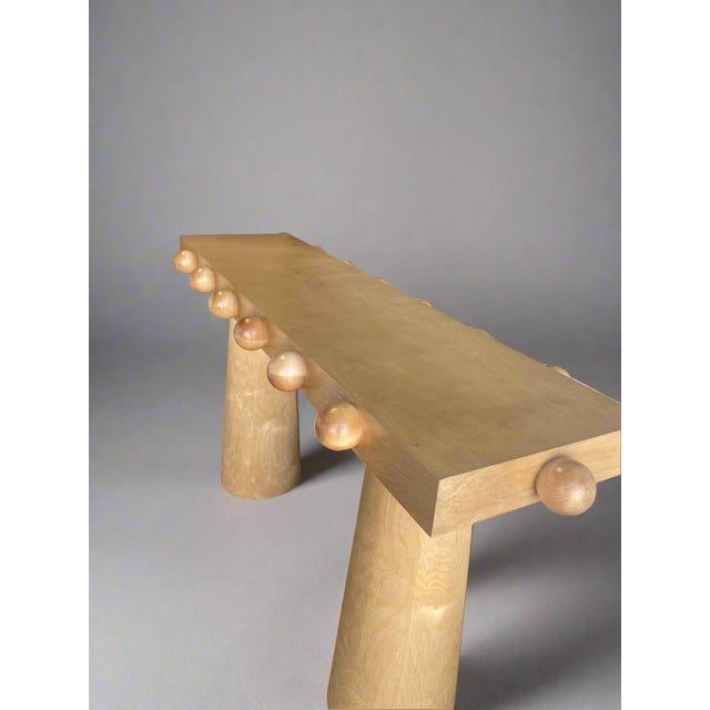 Dot 65"long Modern Architectural Console Table With Ball Design in Light Oak For Sale - Image 4 of 8