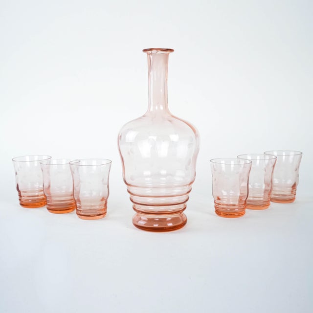 Vintage Italian Glasses and Carafe, 1970s, Set of 6 For Sale - Image 6 of 8
