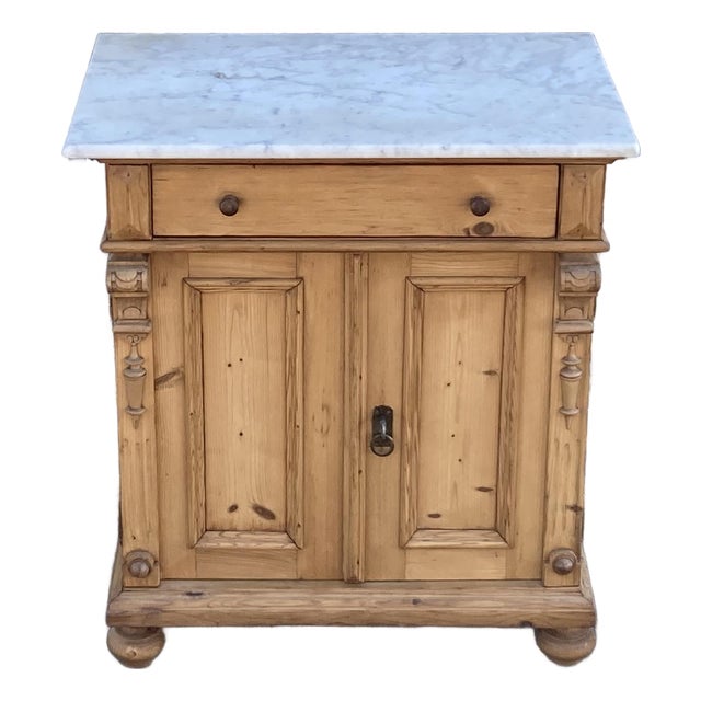 Pine Two Door Marble Top Dresser Base For Sale