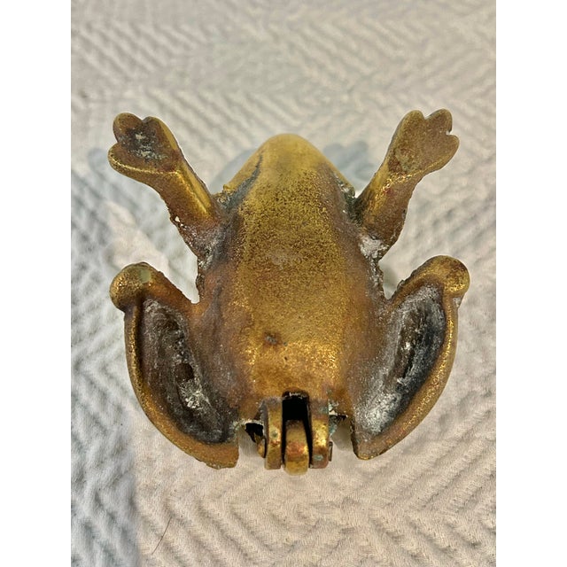 Brass Vintage Cast Brass Frog Hinged Lidded Trinket Box For Sale - Image 8 of 8