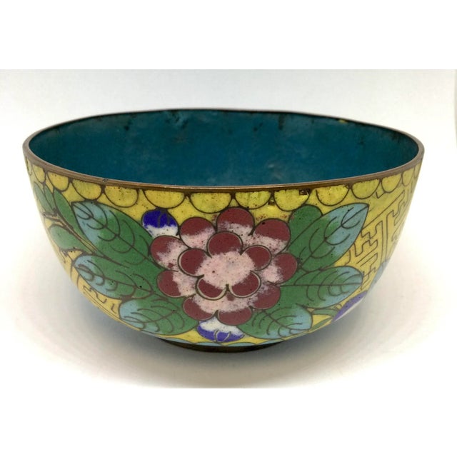 Art Nouveau Antique Asian Cloisonné Footed Bowl For Sale - Image 3 of 13
