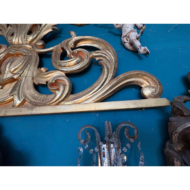 18th Century 18th Century Italian Baroque Giltwood Overdoor Architectural Pediment For Sale - Image 5 of 10