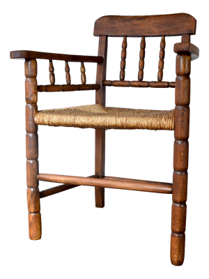 Vintage Rustic Wicker Oak Chair, 1920s