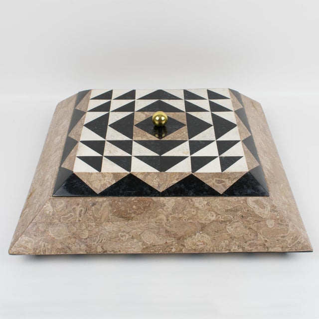Maitland-Smith Oversized Tessellated Marble Stone Box, circa 1980 For Sale - Image 9 of 16