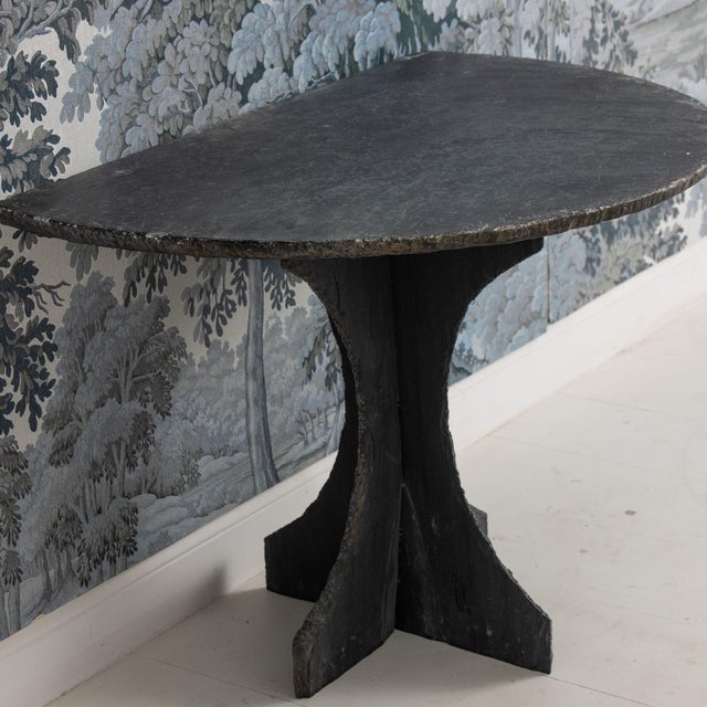 19th Century 19th C. French Slate Demilune Console Table For Sale - Image 5 of 14