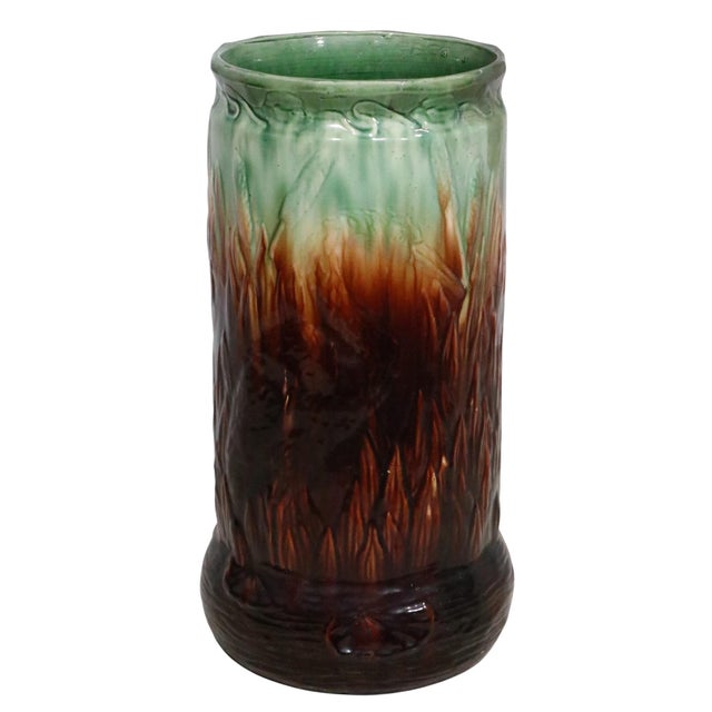 Antique Majolica Umbrella Cane Stand Possibly Weller or Roseville For Sale - Image 15 of 15
