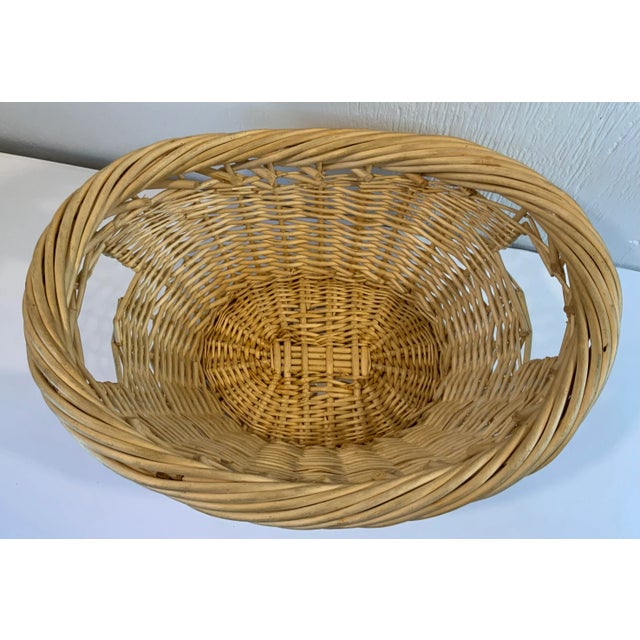 Wood Vintage Wicker Oval Shaped Basket For Sale - Image 7 of 9