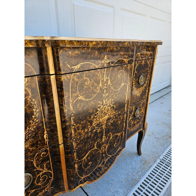 Widdicomb Black Lacquered and Gilt Venetian Chest Commode For Sale - Image 12 of 18