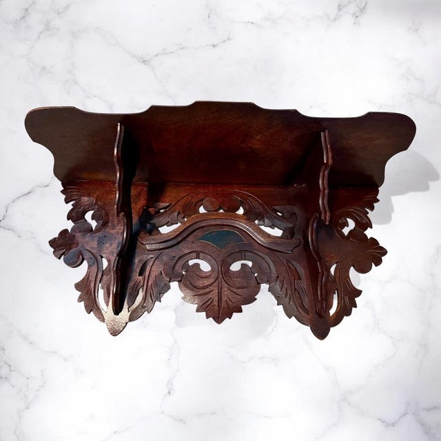 Victorian Late 19th Century Matched Pair Victorian Carved Wall Shelves-Antique-Ornate-Eastlake-Gothic For Sale - Image 3 of 8