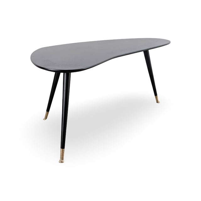 Mid-Century Modern Black Kidney Coffee Table Table For Sale - Image 4 of 9