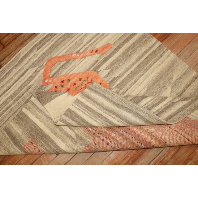 Early 21st Century Modern Zabihi Collection Persian Lion Souf Kilim - 3'10" x 4'5" For Sale - Image 5 of 6