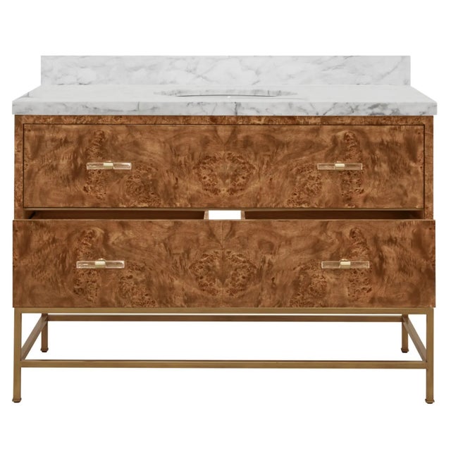 Worlds Away Matthew Izzo Home Clifford 48" Dark Burlwood, Single Sink, Two Drawer Bath Vanity For Sale - Image 4 of 7