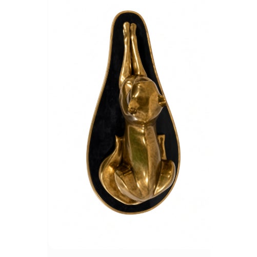 Hollywood Regency Late 20th Century Maitland Smith Brass Puma Sculpture on Stone Base For Sale - Image 3 of 3
