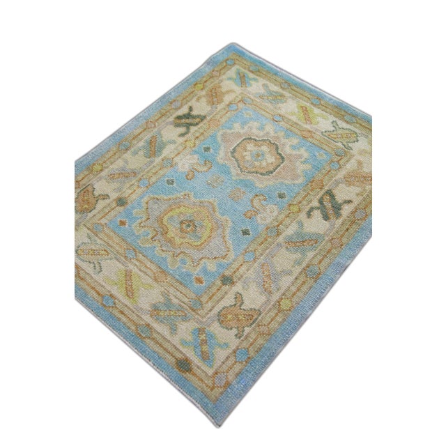 Turkish Handmade Modern Turkish Oushak Rug 2'9" X 3'5" For Sale - Image 3 of 4