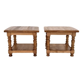 Organic Textured Oak Side Tables from Vereinigte Werkstätten München, 1970s, Set of 2 For Sale