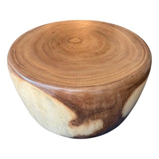 Andrianna Shamaris Drum Shape Suar Wood Coffee Table For Sale