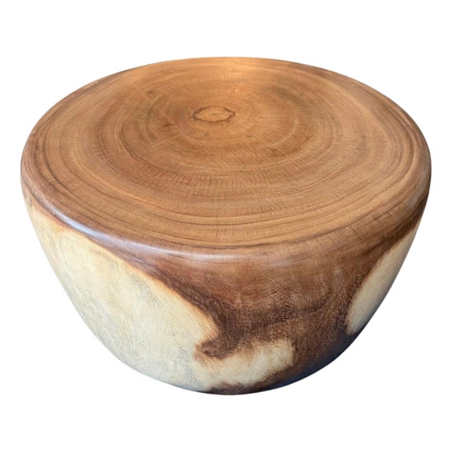 Andrianna Shamaris Drum Shape Suar Wood Coffee Table For Sale