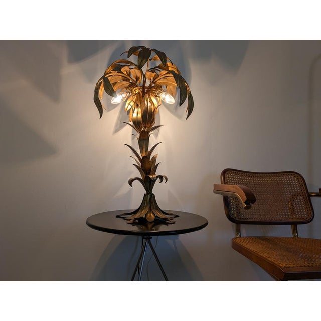 Gilt Metal Palm Tree Table Lamp from Hans Kögl, 1970s For Sale - Image 6 of 12