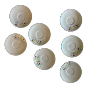 Set of 7 Mid Century 'Mardi Gras' Saucers