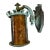 Early 20th Century Original Verdigris Patina Bronze Outdoor Wall Sconce With Mica Shade For Sale