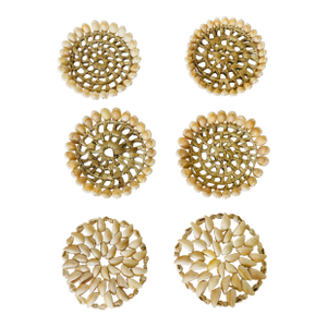 1960s Coastal Sea Shell Coasters Set - 6pcs