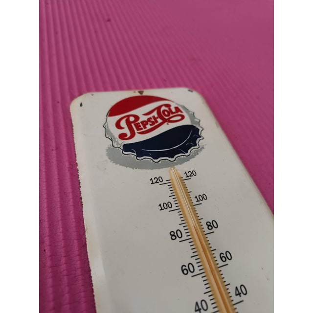 American Premium Vintage Style Pepsi-Cola Advertising Thermometer Sign For Sale - Image 3 of 10