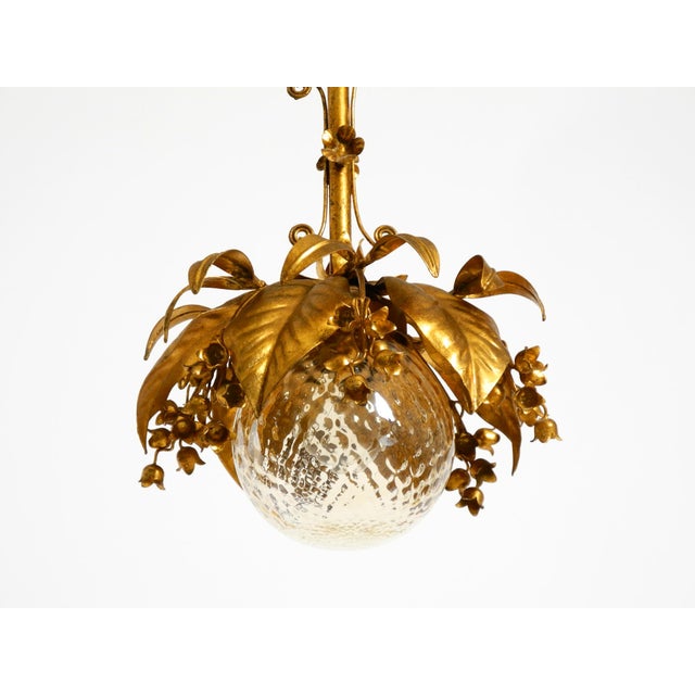 Vintage Gold-Plated Metal Pendant Lamp with Glass Sphere by Hans Kögl, 1970s For Sale - Image 6 of 18