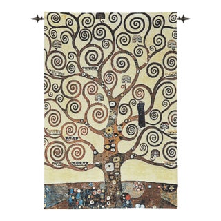 Tree of Life by Klimt Loom Woven Tapestry - 212 X 147 Cm (7'0" X 4'7") - Requires Rod Size 4 For Sale
