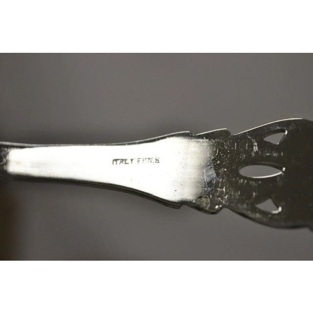 Vintage Italian Baroque Style Epns Silver & Gold Plated Serving Spoon and Fork Set For Sale - Image 9 of 10