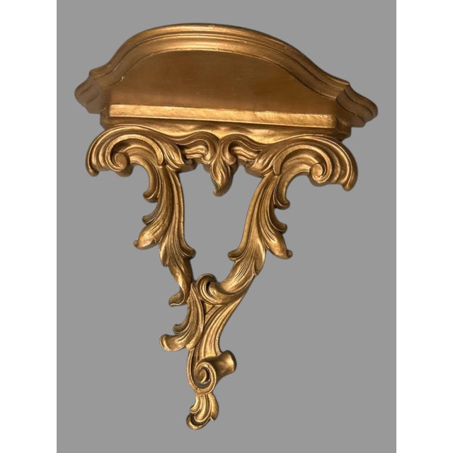Pair of Vintage Ornate Gilt Decorated Syroco Wood Wall Hanging Display Shelves In very good original condition showing...