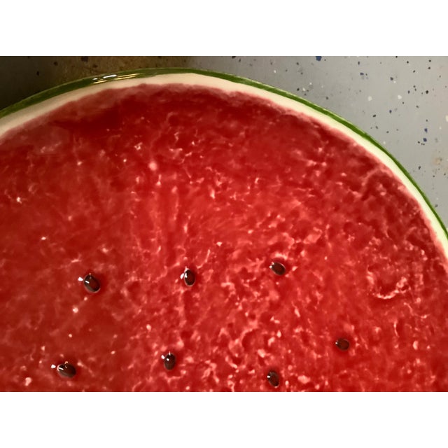 Ceramic Bordallo Pinheiro Charger Plate Watermelon Ceramic Large Tray Serving Salad Red Green 12 Inch For Sale - Image 7 of 17