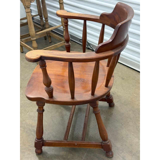 Storage clean out (from my grandparents’ 1960s era home) - Vintage wood Windsor captains / tavern chair. 31” tall x 25.5”...