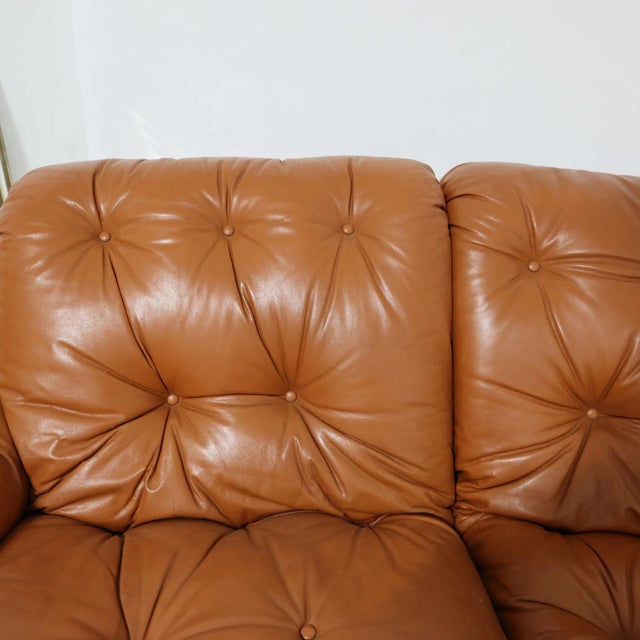 Copper Modular Corner Sofa in Cognac Leather in the style of Afra and Tobia Scarpa, 1970s, Set of 5 For Sale - Image 8 of 12
