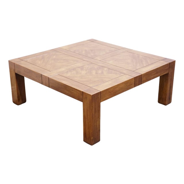 Drexel Heritage Woodbriar Collection Pecan Rustic European 40" Square Accent Coffee Table 988-129 For Sale