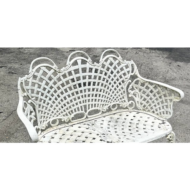 Vintage Regency Web Wrought Iron Bench For Sale - Image 11 of 12
